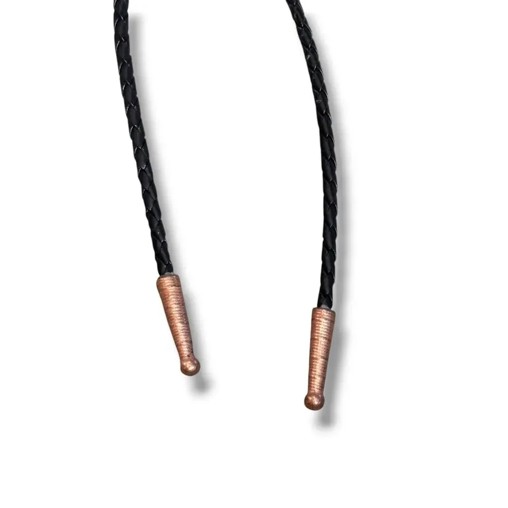 Vintage Copper Kokopelli Bolo Tie Southwestern Flute Player Black Cord Tips